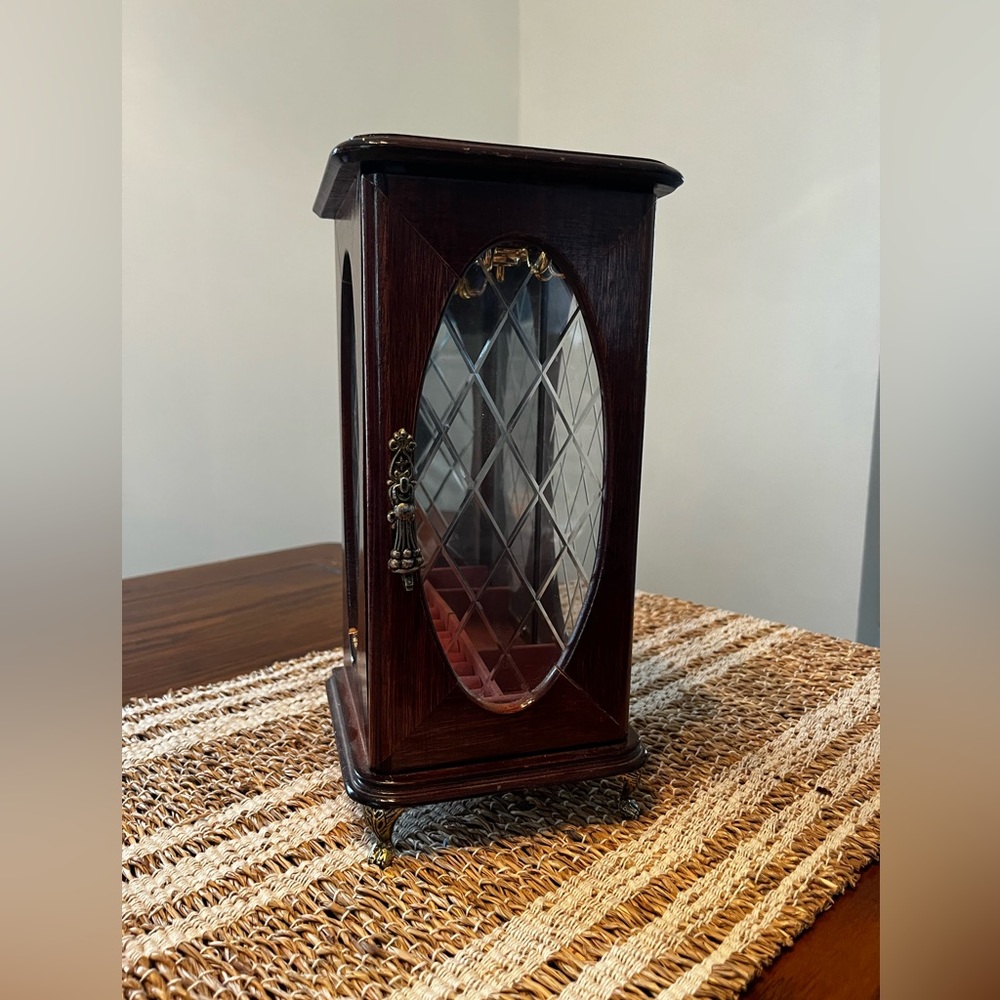 Vintage Wood Jewelry Box, Jewelry Box,Necklace Storage.